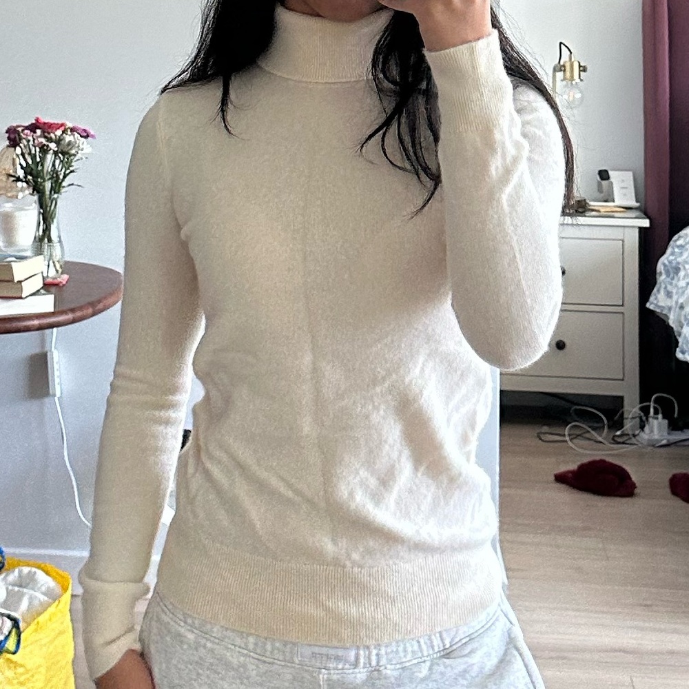 Aritzia Cream 100% Cashmere Turtleneck Sweater